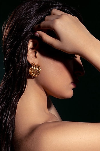 Gold Plated Zircon Hoop Earrings