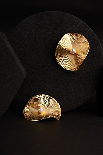 Gold Plated Pearl & Zircon Stud Earrings