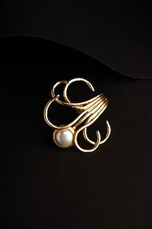 Gold Plated Zircon & Pearl Ring