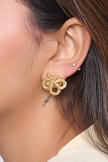 Gold Finish Floral Stud Earrings