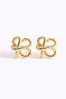 Gold Finish Floral Stud Earrings