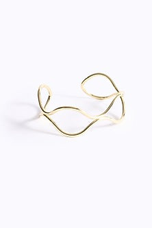 Gold Finish Wavy Sculpted Necklace