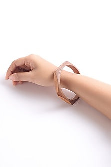 Gold Finish Hexagon-Shaped Wooden Bangle