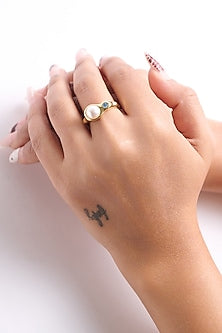 Gold Finish Pearl Ring