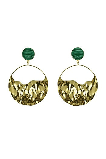 Gold Finish Malachite Dangler Earrings