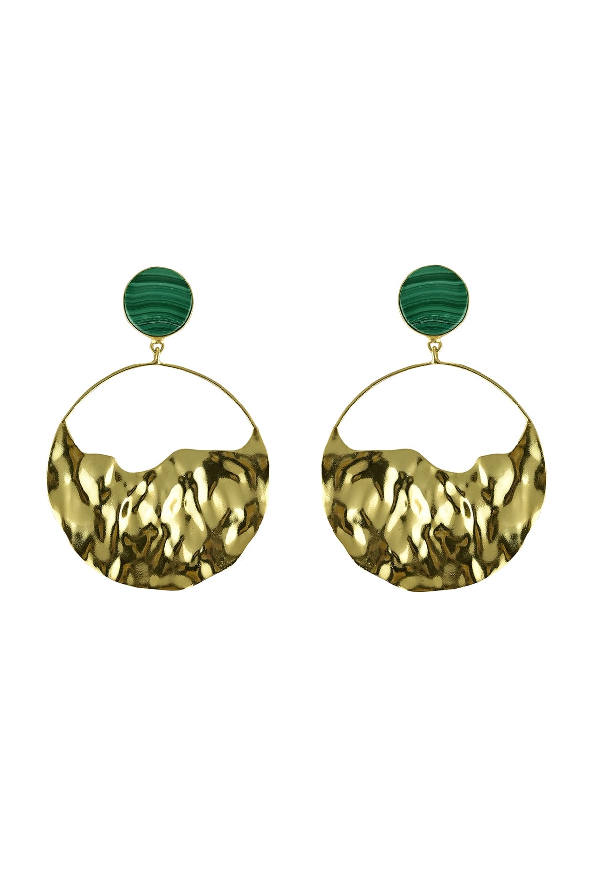Gold Finish Malachite Dangler Earrings