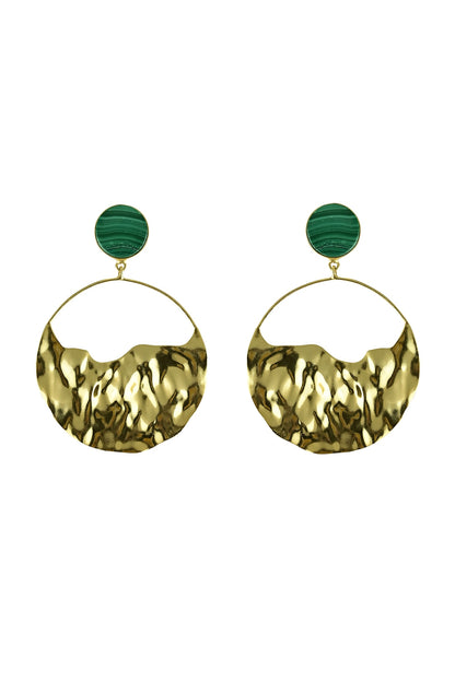 Gold Finish Malachite Dangler Earrings