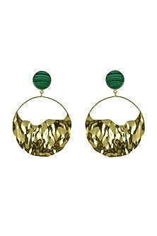 Gold Finish Malachite Dangler Earrings