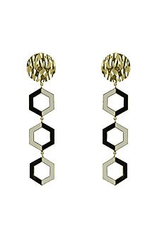 Gold Finish Enamelled Dangler Earrings