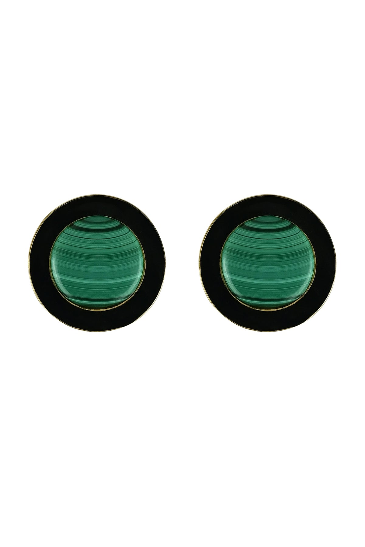 Gold Finish Malachite Enamelled Stud Earrings
