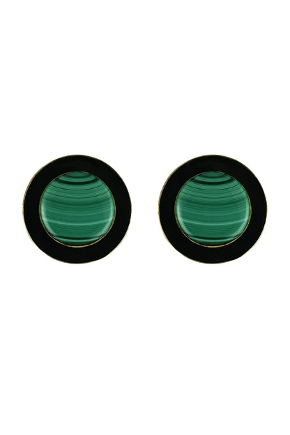 Gold Finish Malachite Enamelled Stud Earrings