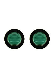 Gold Finish Malachite Enamelled Stud Earrings