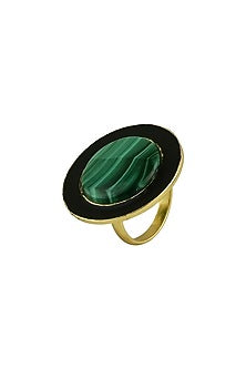 Gold Finish Malachite Enamelled Ring