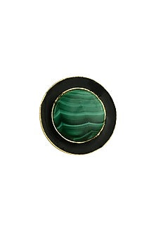 Gold Finish Malachite Enamelled Ring