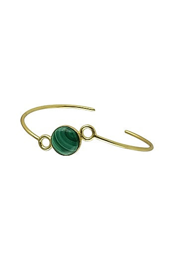 Gold Finish Malachite Enamelled Bangle