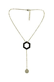Gold Finish Mother Of Pearl Enamelled Long Necklace