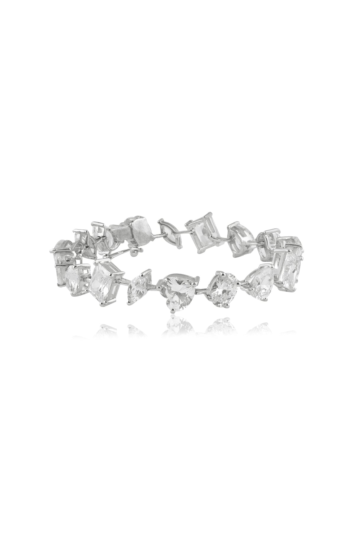 White Finish Marquise & Oval-Shaped Zircon Handcrafted Bracelet