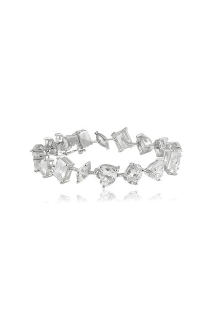 White Finish Marquise & Oval-Shaped Zircon Handcrafted Bracelet