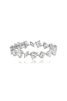White Finish Marquise & Oval-Shaped Zircon Handcrafted Bracelet