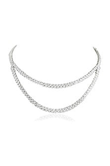 White Finish Zircon Handcrafted Layered Necklace
