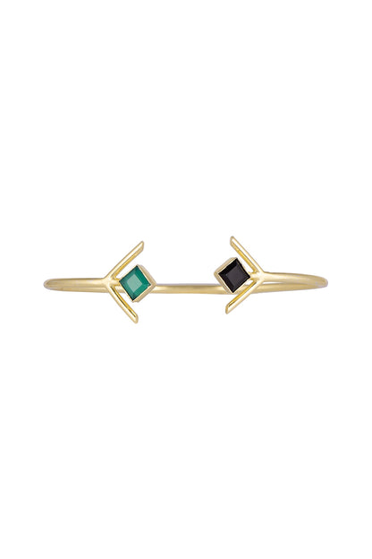 Gold Plated Green Onyx Bracelet