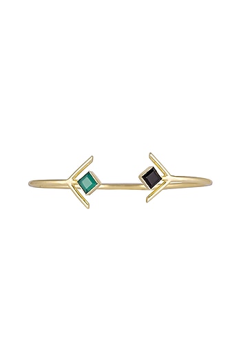 Gold Plated Green Onyx Bracelet