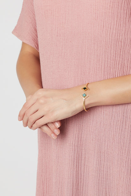 Gold Plated Green Onyx Bracelet