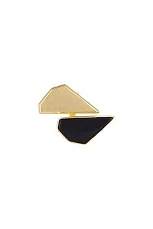 Gold Plated Black Onyx Adjustable Ring
