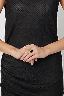 Gold Plated Black Onyx Adjustable Ring