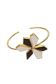 Gold Finish Black Onyx & Pearl Bangle
