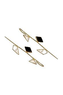 Gold Finish Black Onyx & Mother Of Pearl Earcuffs