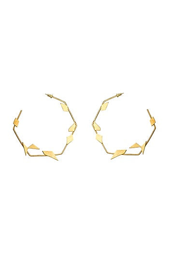 Gold Finish Alloy Hoop Earrings