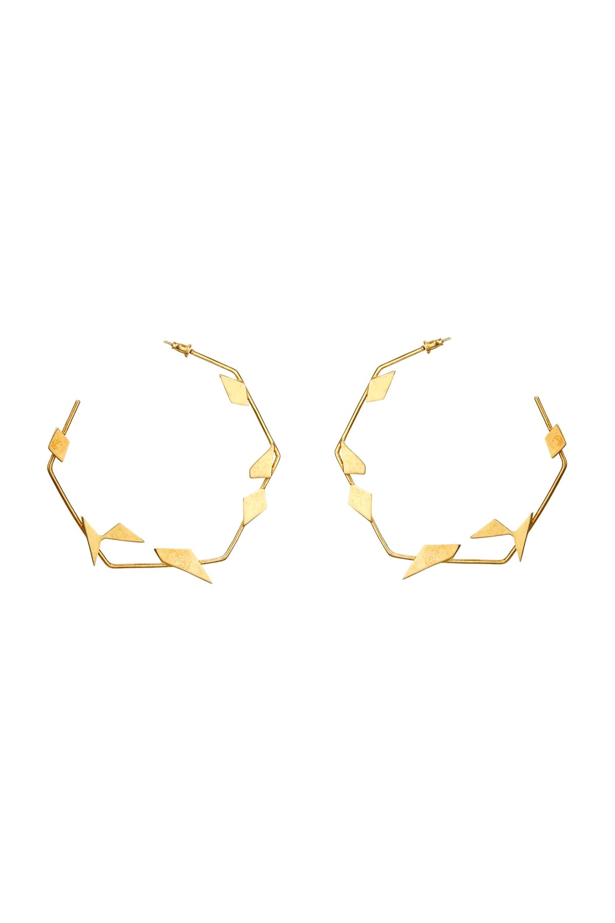 Gold Finish Alloy Hoop Earrings