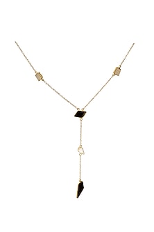 Gold Finish Onyx & Mother of Pearl Necklace