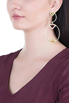 Gold Plated Handmade Peridot, Pink Quartz & Citrine Earrings