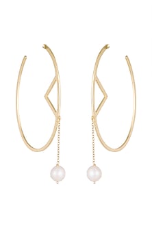 Gold Plated Handmade Pearl Hoop Earrings