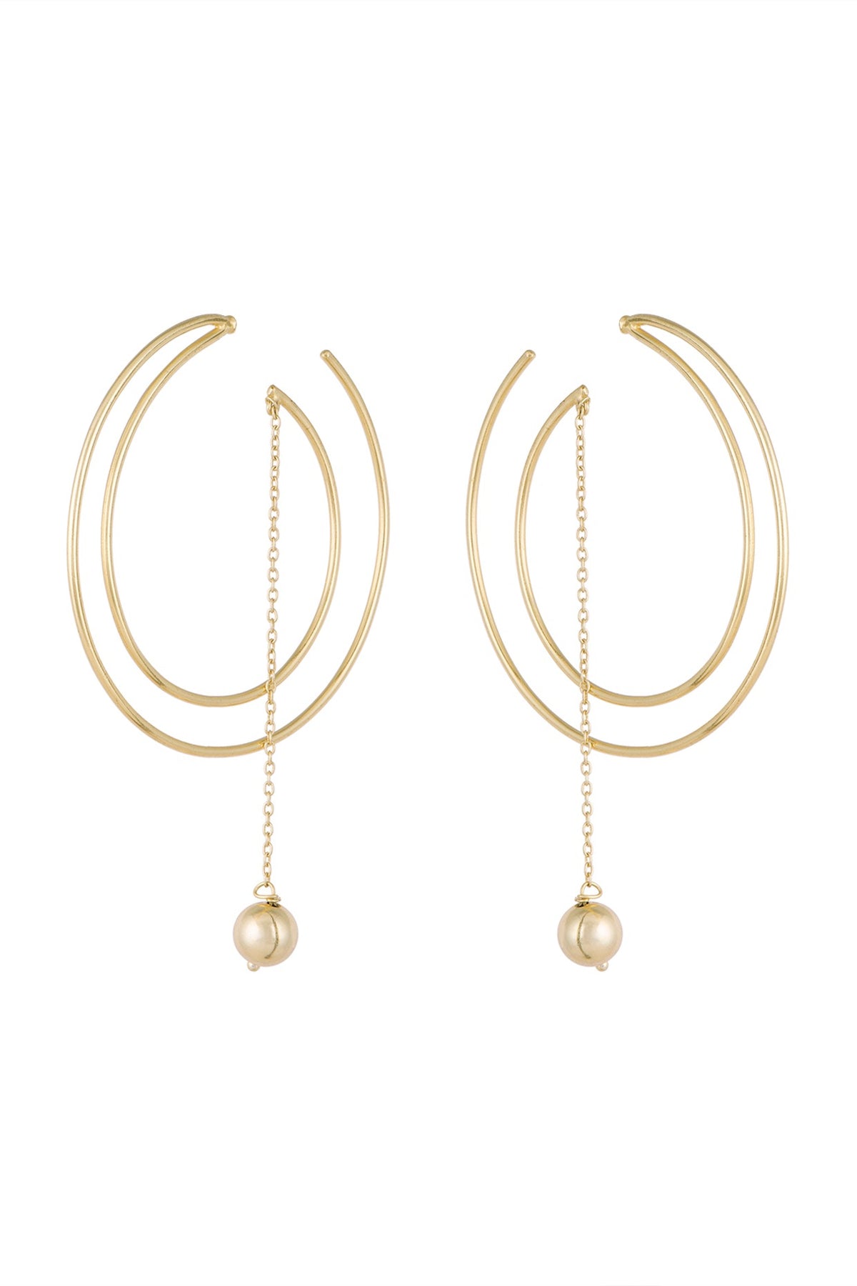 Gold Plated Handmade Bead Hoop Earrings