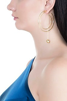 Gold Plated Handmade Bead Hoop Earrings