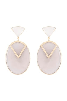 Gold Plated Handmade Grey Onyx & White Mop Earrings