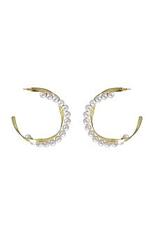 Gold Plated Pearl Hoop Earrings