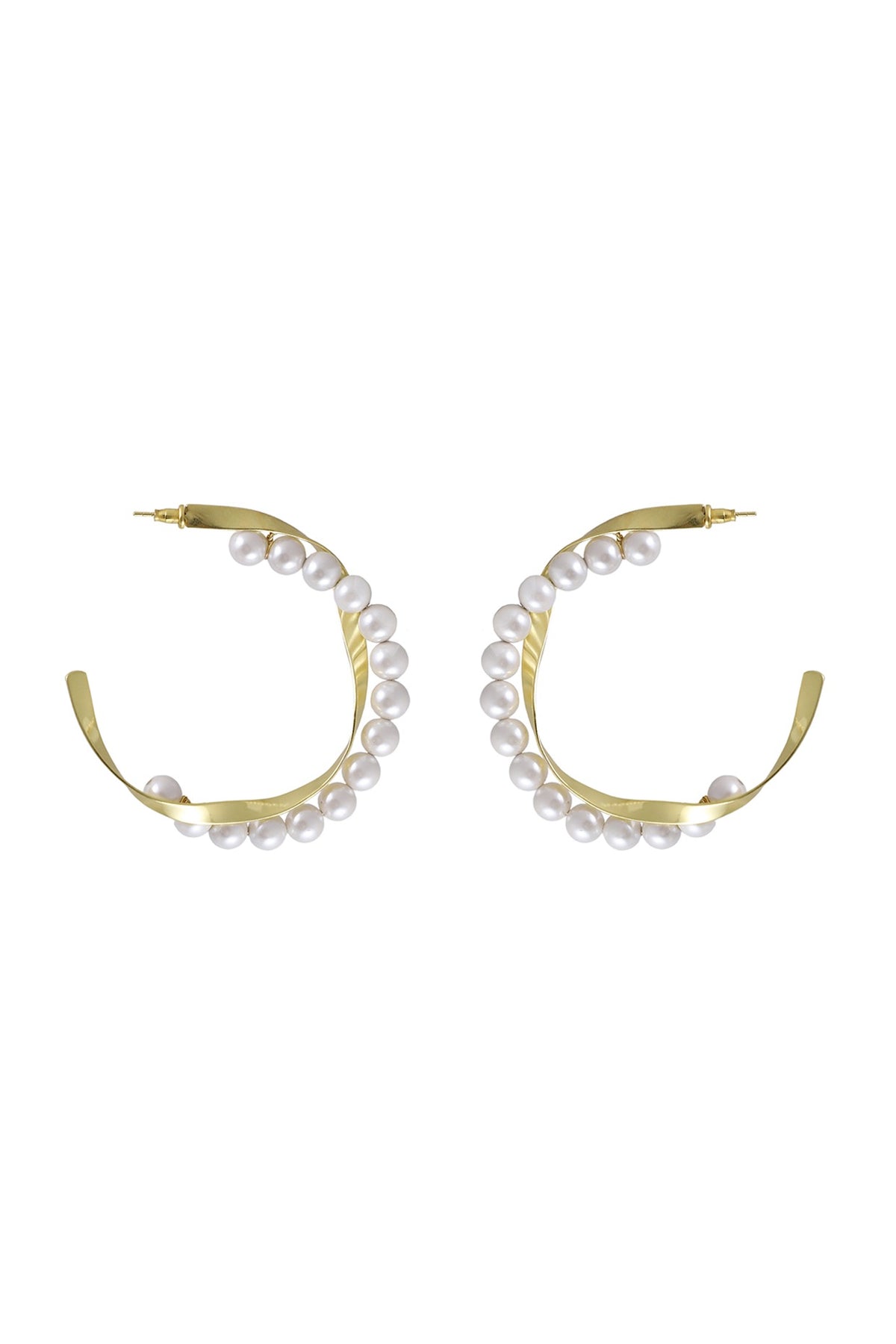 Gold Plated Pearl Hoop Earrings