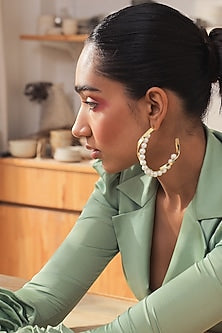 Gold Plated Pearl Hoop Earrings