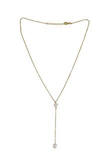 Gold Plated Pearl Necklace In Alloy