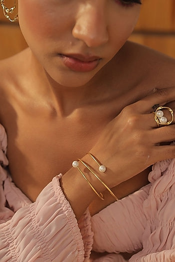 Gold Plated Pearl Handcrafted Bangle