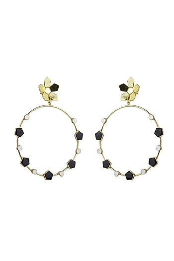 Gold Plated Enameled Dangler Earrings