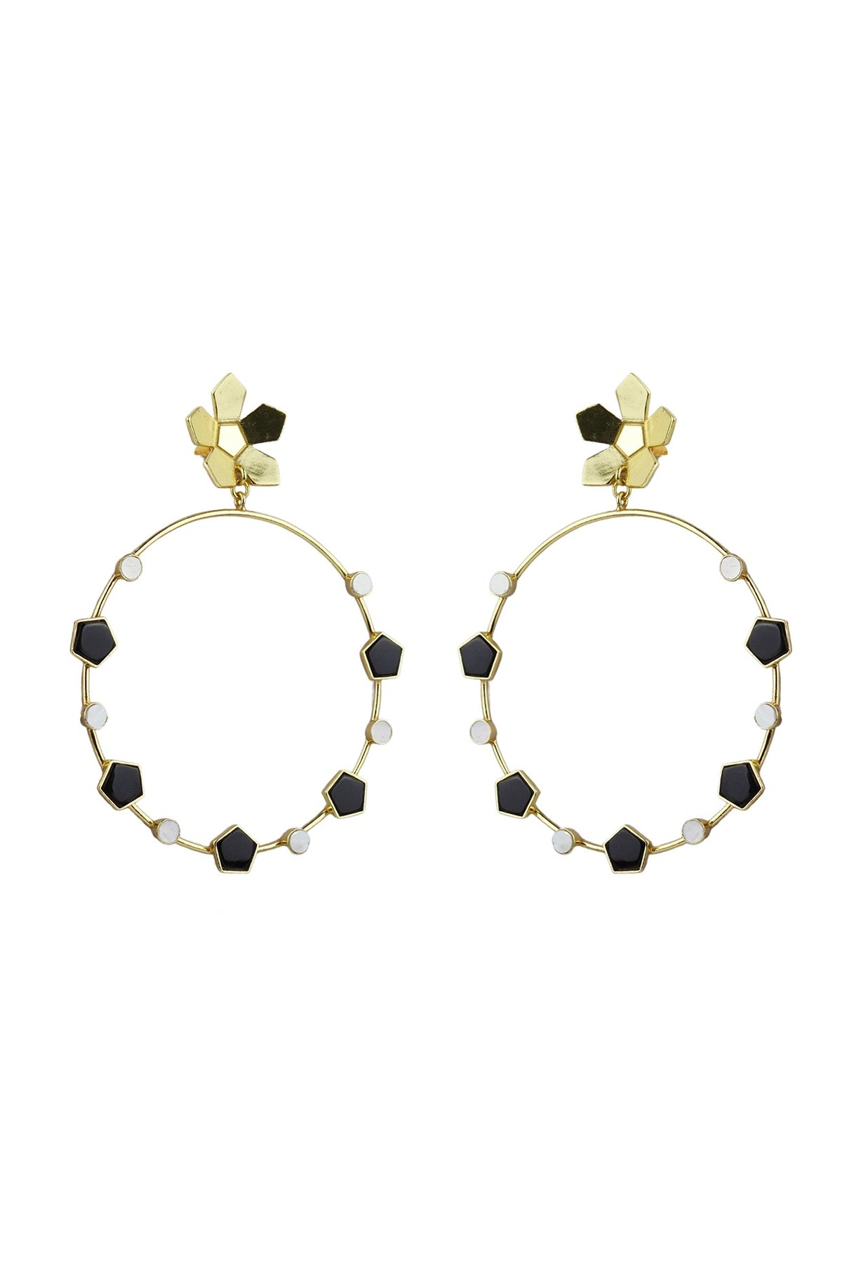 Gold Plated Enameled Dangler Earrings