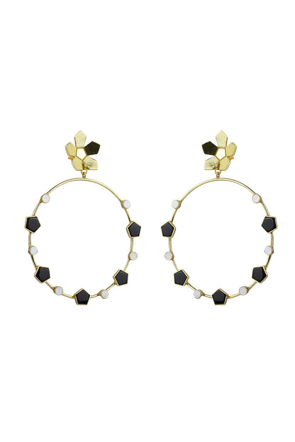 Gold Plated Enameled Dangler Earrings