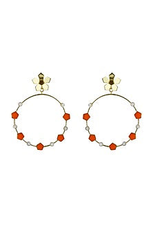 Gold Plated Enameled Dangler Earrings