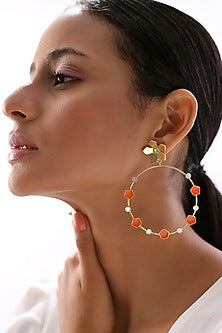 Gold Plated Enameled Dangler Earrings