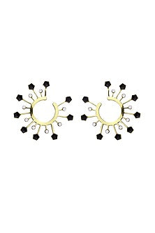 Gold Finish Enameled Stud Earrings